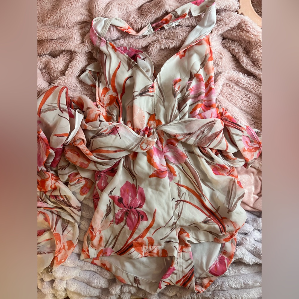 🌺 Flowing Floral Halter Maxi Dress w. Deep V Neck | Med | GUC | Festival Wear ☀️ - Picture 12 of 16